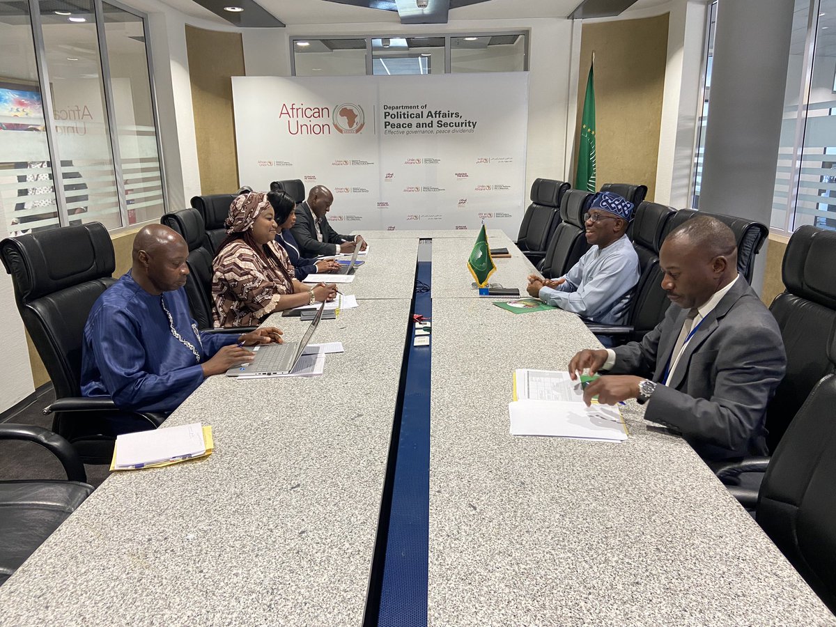 Bankole_Adeoye's tweet photo. Pleased to receive H.E. Amb Jainaba Jagne of #Gambia in her capacity as incoming #AUPSC Chair in December 2023 cum #APCAAC Co-Chair, to finalize the Draft PSC Programme of Work for December. I assured her of the #AU’s unwavering support throughout Gambia’s Chair-ship in December https://t.co/3oKghxRTUT