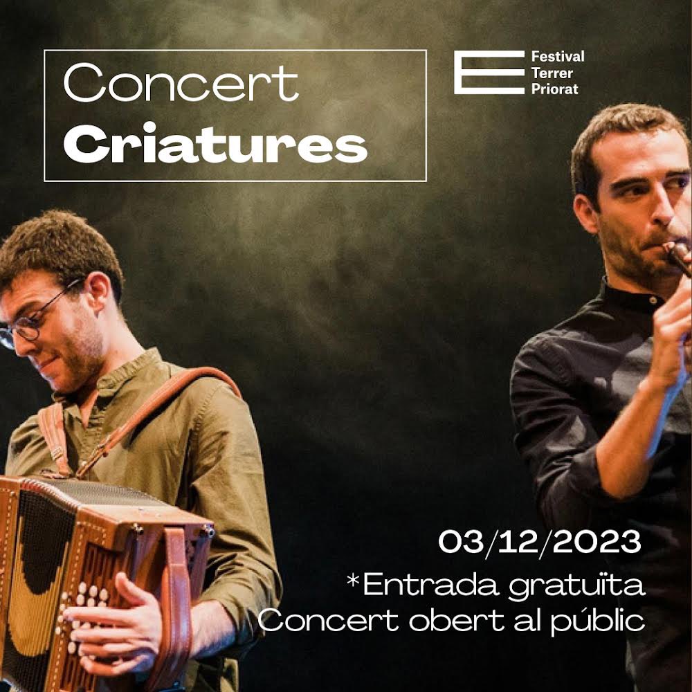 🟡 Assamblea Prioritat
👉 3 de desembre
📍 Absis del Castell de Falset

🟡 De 9:30h a 13:30h / Sessió per a socis i sòcies de l’entitat Prioritat.
🟡 13:30h / Concert “Criatures” + Vermut

Entrada gratuïta. Obert al públic