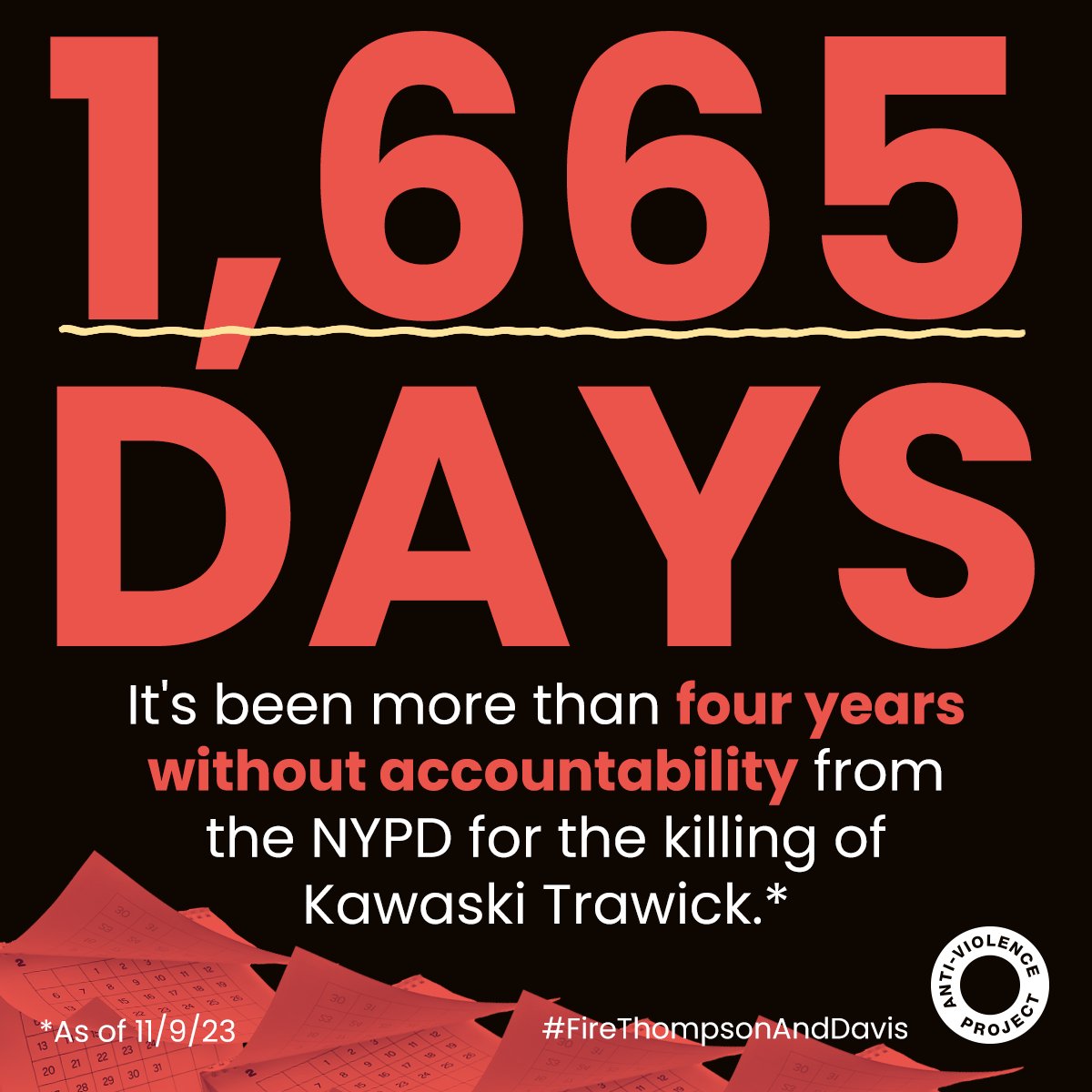 1,665 days since the Trawicks lost their son, and the officers who took his life are still free and working. This is unacceptable, @NYPDDC @NYCMayor we need action now! #FireThompsonAndDavis for #KawaskiTrawick