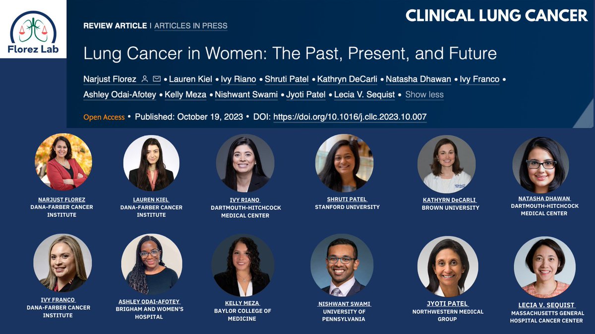 1/ 📌It’s #ThursdayTweetorial time @florez_lab! 🚨 Today, we shine the spotlight on: “Lung Cancer in Women: The Past, Present, and Future” @ClinicalLung @NarjustFlorezMD @IvyLorena_Md @ShrutiPatelMD @KathrynDeCarli @NatashaDhawanMD Link ⏬⏬ clinical-lung-cancer.com/article/S1525-…