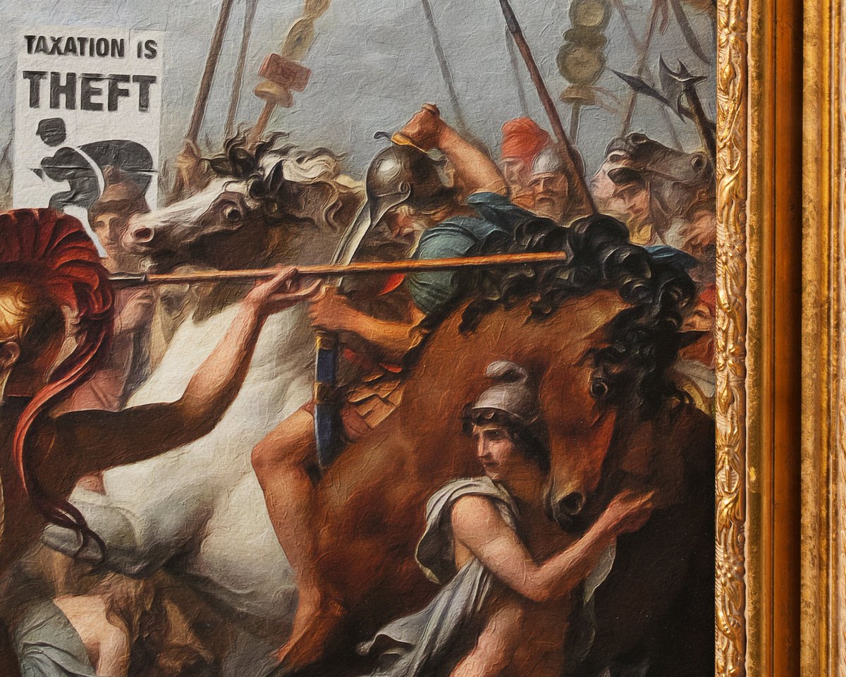 Who will take home this national treasure? The golden auction for Last Stand Of The Nation State starts in just 30 minutes.

This signed first edition (physical only) print on Hahnemühle William Turner paper framed in a custom gold frame is up for grabs 🙌

The stunning details