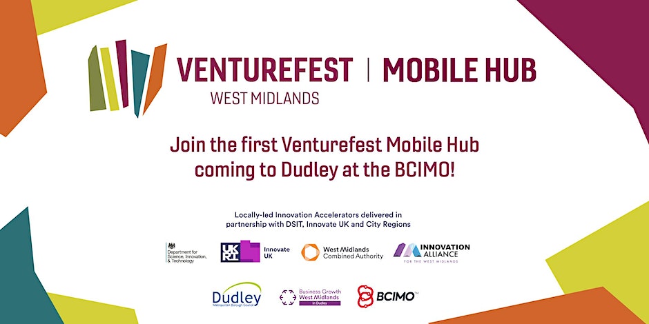 Dudley businesses, Are you Supply chain ready?
Last few tickets left remaining for the first Venturefest Mobile Hub <a href="/BCIMO1/">BCIMO</a>
Register Today! shorturl.at/fzDE1
@DudleyBusiness1 <a href="/BizGrowthWM/">Business Growth West Midlands</a> <a href="/OI_Advice/">Oxford Innovation Advice</a>