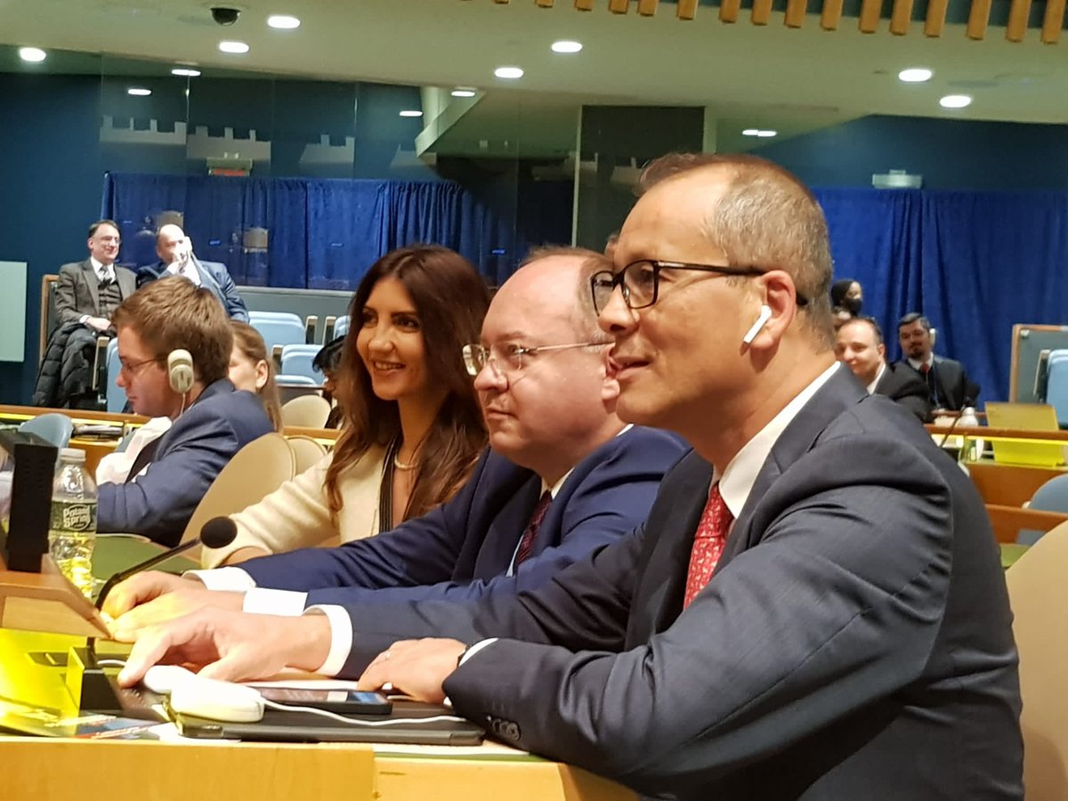 Honored to be elected today as Judge of the UN International Court of Justice <a href="/CIJ_ICJ/">CIJ_ICJ</a> by #UNGA with 117 votes &amp; UN Security Council with 9 votes as the first ever Romanian🇹🇩 to fulfil this function! I thank 🇺🇳UN Member States for their trust in me &amp; in RO School of Int'l Law!