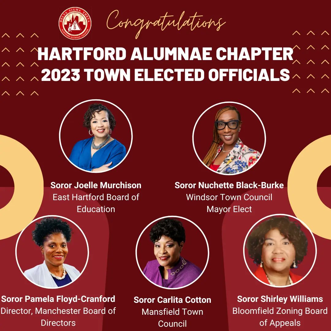 dsthartford's tweet photo. Hartford Alumnae Chapter celebrates our chapter sorors who won their elections on Tuesday November 7th 2023.
#HartfordAlumnae
#DST1913
#ElevatingtheEast
#SocialAction
#PowerInYourVote
#EmpoweringOurCommunities
#Hartford
#HACDST https://t.co/KE5UKyx5cZ