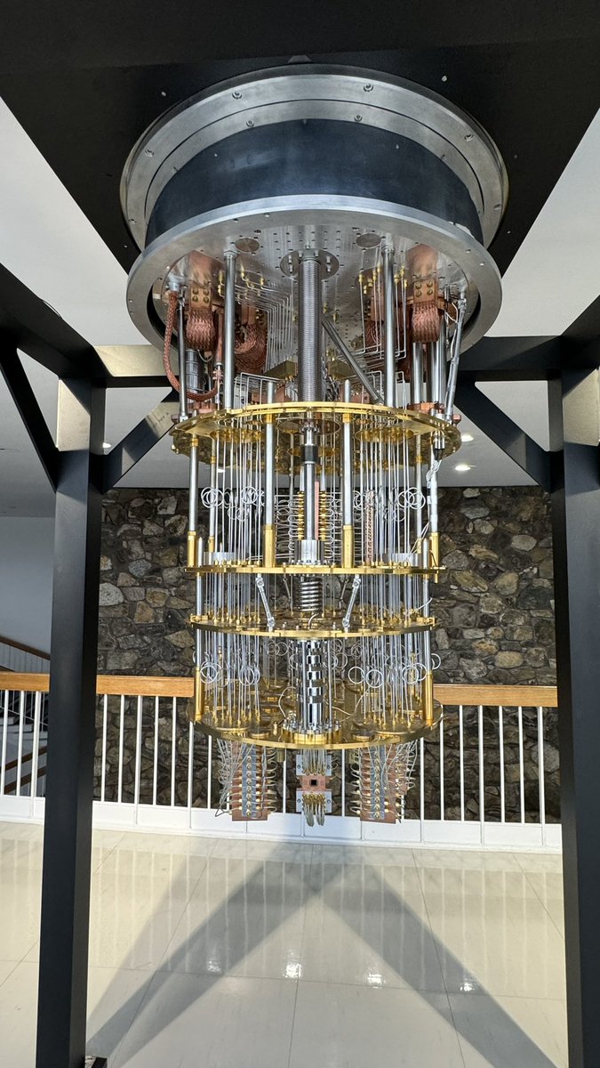 rwang0's tweet image. MyPOV: not my next chandelier but a dilution refrigerator that’s the heart of quantum for @IBMResearch #IBMResearch