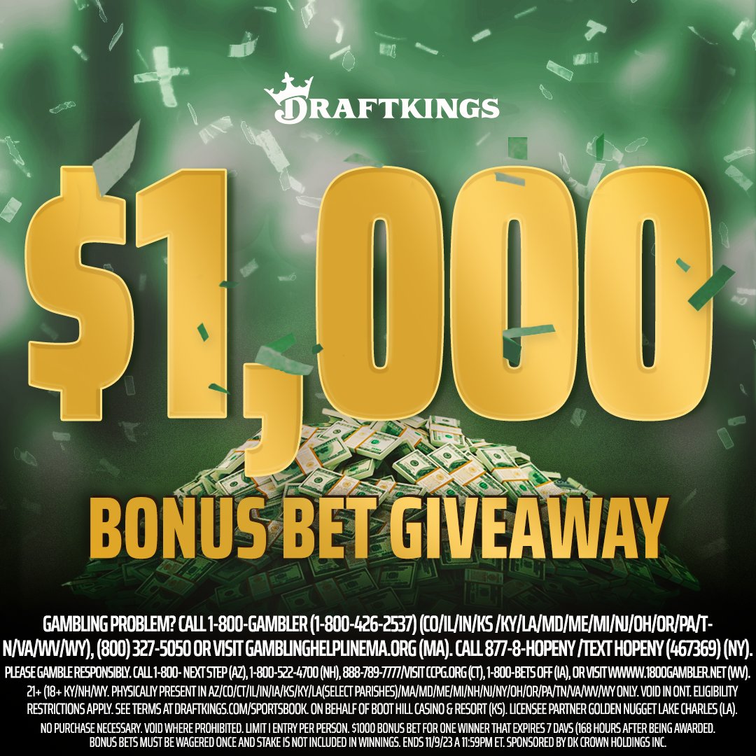 DraftKings Sportsbook (@dksportsbook) on Twitter photo HAPPY THURSDAY NIGHT FOOTBALL TO ALL WHO CELEBRATE 🕺
We're giving away a $1,000 Bonus Bet - to enter, simply:
1. Retweet this tweet
2. Follow <a href="/DKSportsbook/">DraftKings Sportsbook</a>
3. Reply with #DraftKings and who you think will win TNF
1 WINNER. $1,000 BONUS BET. RULES: dkng.co/NFL10 HAPPY THURSDAY NIGHT FOOTBALL TO ALL WHO CELEBRATE 🕺
We're giving away a $1,000 Bonus Bet - to enter, simply:
1. Retweet this tweet
2. Follow <a href="/DKSportsbook/">DraftKings Sportsbook</a>
3. Reply with #DraftKings and who you think will win TNF
1 WINNER. $1,000 BONUS BET. RULES: dkng.co/NFL10