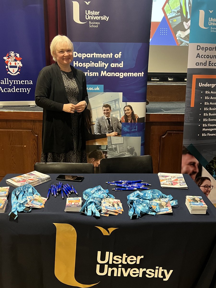 A busy careers evening ⁦<a href="/ballymenaacadem/">Ballymena Academy</a>⁩ presenting our Department of Hospitality and Tourism Management courses ⁦<a href="/gillies_m/">Michael Gillies</a>⁩ ⁦<a href="/TH_SimonRussell/">Simon Russell FHEA</a>⁩ ⁦<a href="/PeterBolan/">Dr Peter Bolan</a>⁩ ⁦<a href="/DrAmyBurns/">Dr Amy Burns</a>⁩ ⁦<a href="/DrSineadFurey/">Dr Sinéad Furey</a>⁩ ⁦<a href="/UlsterBizSchool/">Ulster University Business School</a>⁩