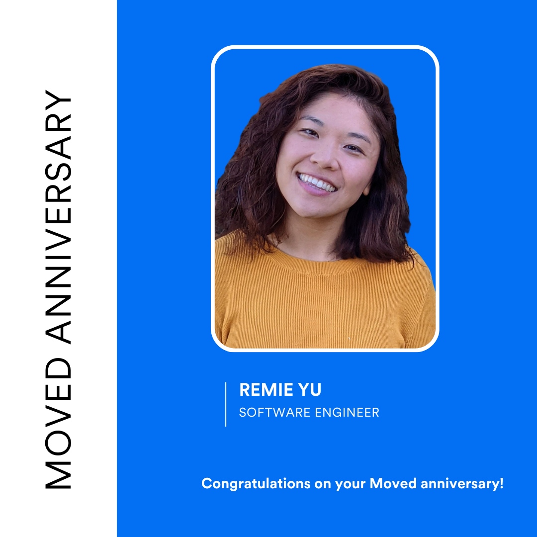 Happy #Movedaversary to our incredible Software Engineer, Remie Yu! 🥳🎉

Remie's code is simply impeccable, and her commitment to excellence serves as a true inspiration for all of us.

Here's to many more years ahead! ✨
