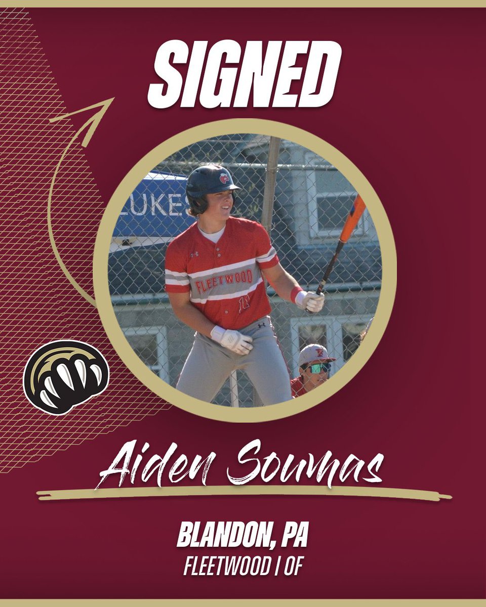 𝐒𝐢𝐠𝐧𝐞𝐝 ✍️ 

Join us in welcoming OF, Aiden Soumas, to the Kutztown Baseball family!