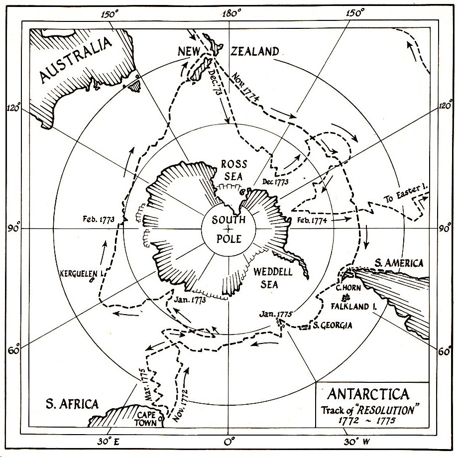On his Second Voyage, Captain Cook circumnavigated the long-imagined Southern Continent aka The Great South Land or Terra Australia or Australia (until that name was purloined to replace “New Holland” in the confusing 19th century) @TheRestHistory #Antarctica