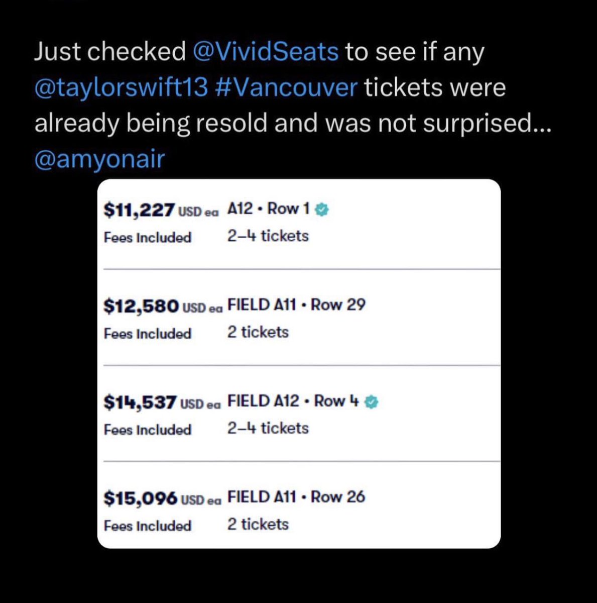 Way to go @TicketmasterCA , this is who you gave presale codes to!!!! These are your “verified fans”!!!! While us REAL fans are sitting waitlisted!!!! Terrible process and something must change 😡 @taylorswift13 @taylornation13 #taycouver #taylorswiftpresale #TSTheErasTour