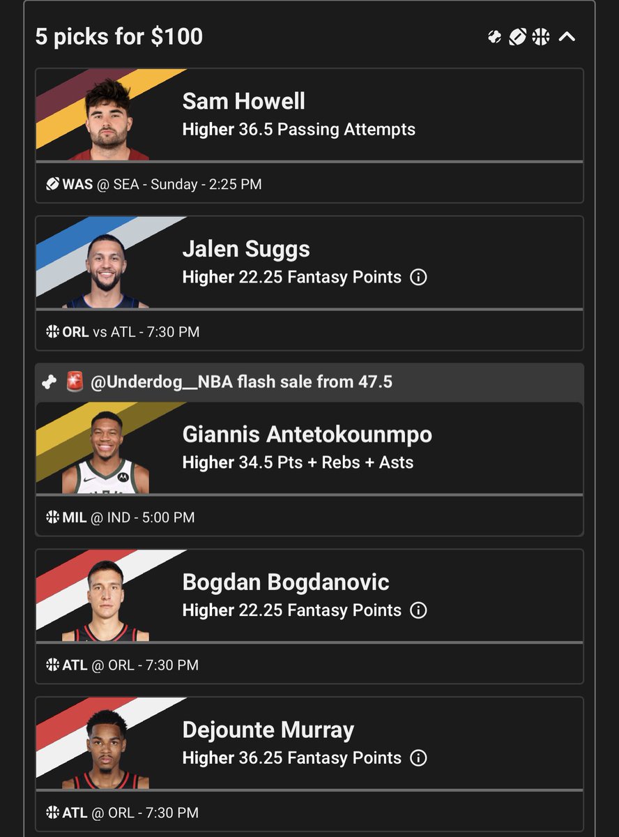 ProPcks's tweet image. Giannis discount pairs😈
Fav two (Suggs &amp;amp; Murray)⭐️⭐️
Go lite

Like/follow🦍🦍
#PrizePicks | #Underdog   | #GamblingX | #NFL         #PropBets | #NFLTwitter         | #PlayerProps | #NBA