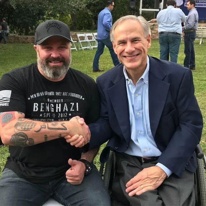 WHY ABBOTT SUCKS! Photo emerges of Greg Abbott and one of the high ranking Proud Boys who orchestrated and participated in the Jan. 6 insurrection. Be a real shame if everyone repost this image. Let's hear it for the Republic of Texas. govabbott