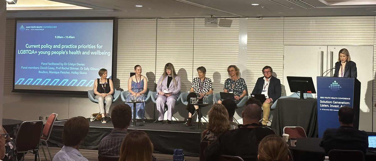 Stellar panel at #youthhealthx to discuss current 🇳🇿practice and policy for LGBTIQA+ youth. Definitely a positive vibe, but much work to be done to truly affirm #humanity