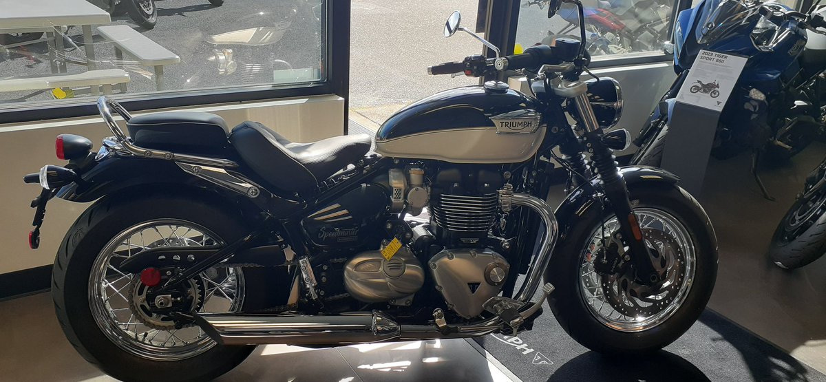 <a href="/StreetGlide19/">Street Glide</a> I did today. Stopped by my buddies MC/ATV shop and ordered new rubber for the Heritage then went to the local Triumph dealer and checked on this beauty again