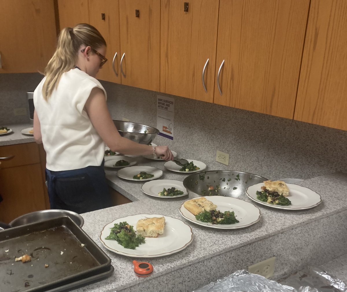 CSE's Department of Nutritional Sciences held its annual Quantity Foods Luncheons this week, where students create multi-course meals to serve faculty and staff. The delicious themes this year were Fall Favorites and the Mediterranean. #CSE #TCUNutritionalSciences