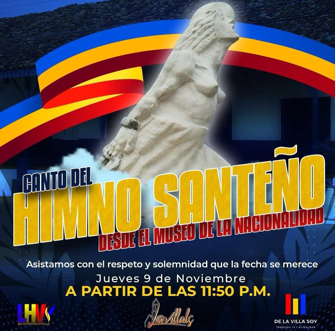Canto del Himno Santeño a las 12 de la noche del 10 de noviembre. Parque Simón Bolívar. Museo de la Nacionalidad. Villa de Los Santos #santeños #RufinaAlfaro