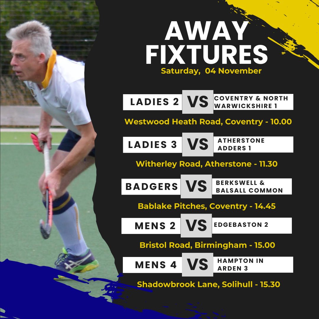 This week's fixtures 🏑
The weather this week is looking a lot drier than last week and we've got a full afternoon of home games for you to come down and support! 
Good luck to all our teams 💙💛