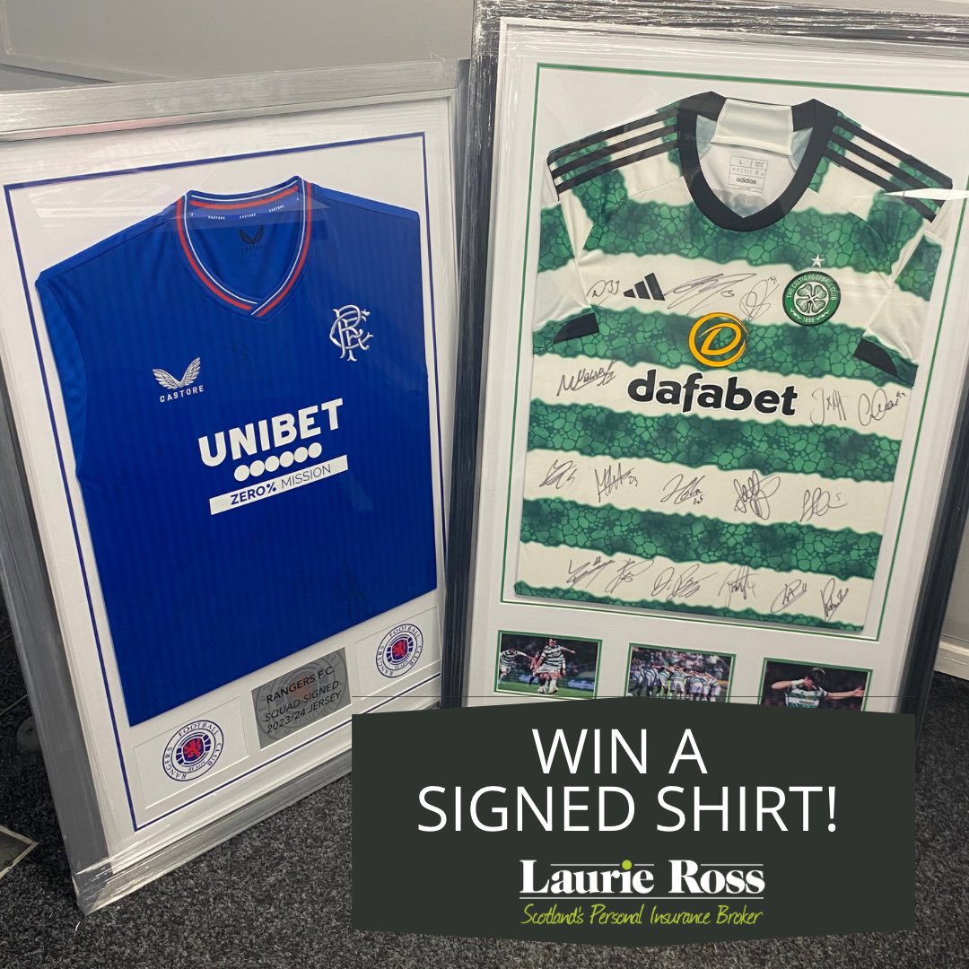 Howden (formerly Laurie Ross) (@laurierossins) on Twitter photo | Competition |
An amazing Christmas present or an addition to the man cave?
Win a signed <a href="/CelticFC/">Celtic Football Club</a> or <a href="/RangersFC/">Rangers Football Club</a> framed shirt.
For a chance to win;
✔️RETWEET
✔️COMMENT 💚 or 💙
✔️FOLLOW our page
Winner announced 30 Nov. Closes 29 Nov. T&C’s
ow.ly/ujlb50Q65um | Competition |
An amazing Christmas present or an addition to the man cave?
Win a signed <a href="/CelticFC/">Celtic Football Club</a> or <a href="/RangersFC/">Rangers Football Club</a> framed shirt.
For a chance to win;
✔️RETWEET
✔️COMMENT 💚 or 💙
✔️FOLLOW our page
Winner announced 30 Nov. Closes 29 Nov. T&C’s
ow.ly/ujlb50Q65um