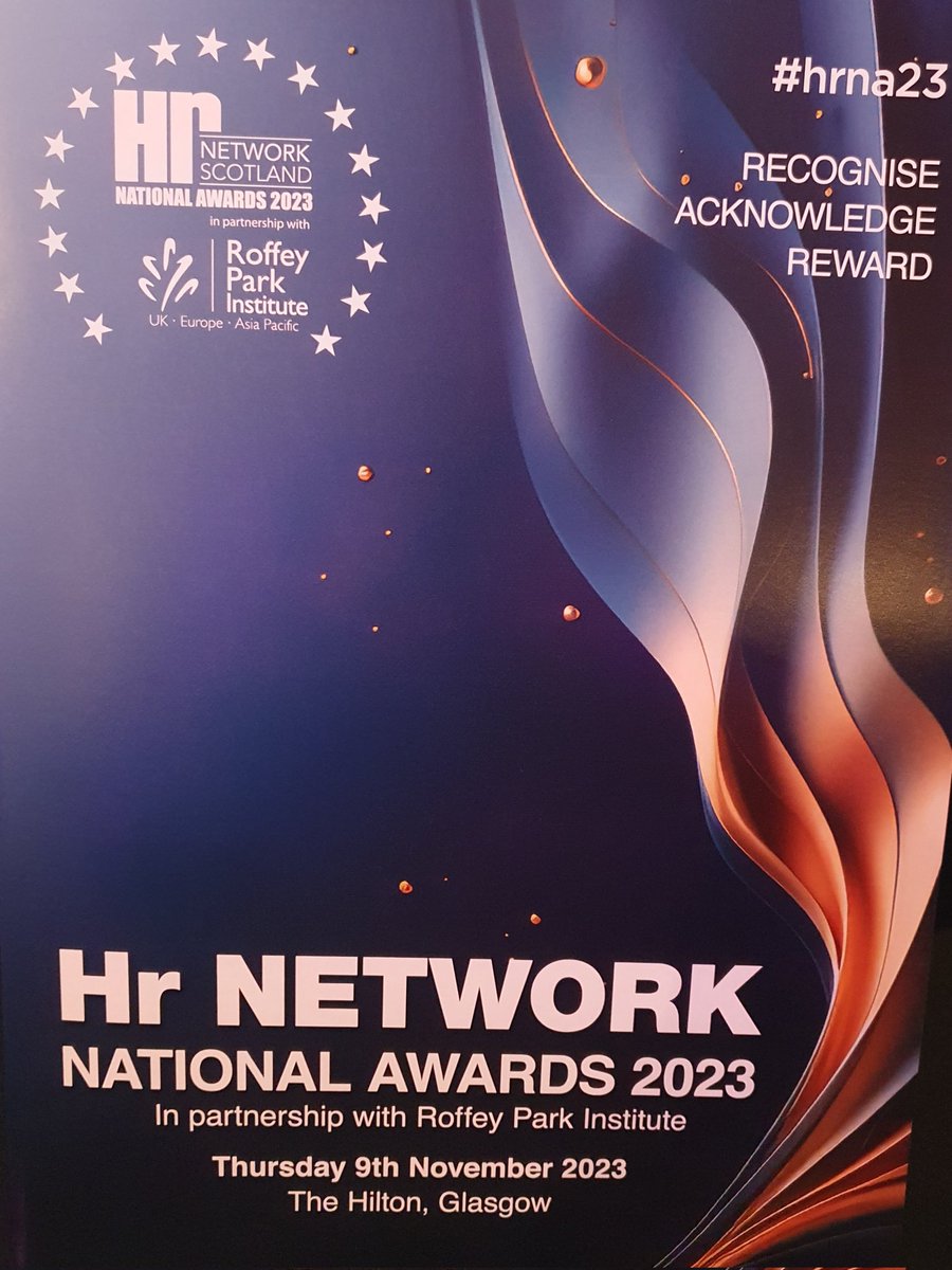 Honoured to be invited as a guest at the HR Network National Awards tonight. @ScottishPower are #Finalist in the category of best practice in #ESG for our award winning #BreakingBarriers programme as a founding partner, alongside @Enable_Tweets and @StrathBusiness.
