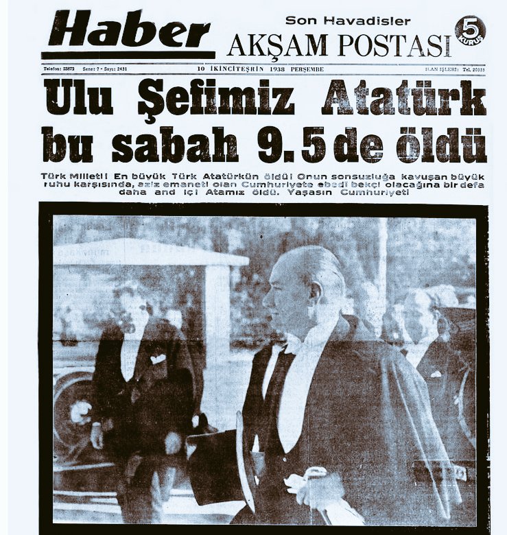 (1881-1938)

Türkiye Cumhuriyeti'nin kurucusu Mustafa Kemal ATATÜRK'ü, (ATAM) saygı, rahmet ve minnetle anıyorum.

"Benim naçiz vücudum elbet bir gün toprak olacaktır; Fakat Türkiye Cumhuriyeti ilelebet payidar kalacaktır."

#MustafaKemalATATÜRK 
#10Kasım1938