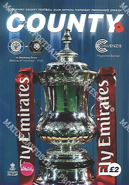 #StockportCounty v #WorksopTown 4th November 2023 #FACup Official 2023/24 #MatchdayProgramme is now in stock & available to order on our website MATCHDAYFOOTBALLPROGRAMMES.COM While Stocks Last. #OfficialMatchdayProgramme #MatchdayProgrammes #MDFootyProgs #FootballProgramme