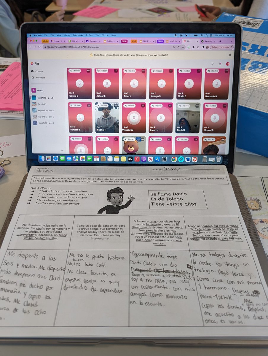So proud of my level 2 students today. They did an IPA summative where they had 10 minutes to read a schedule and write comparison sentences. They then had 5 minutes to record their comparison. They did such a good job! Proud of their willingness to elevate their learning!