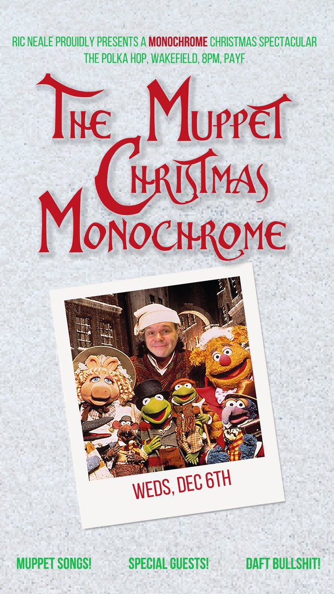Ric Neale (@ricneale) on Twitter photo I will, once again (for the third time), be doing ALL of the songs from the Muppets Christmas classic <a href="/ThePolkaHop/">The Polka Hop</a> with a piano, booze and some special guests on Wednesday December 6th. It WILL be magical. #wakefield #lightthelampnottherat I will, once again (for the third time), be doing ALL of the songs from the Muppets Christmas classic <a href="/ThePolkaHop/">The Polka Hop</a> with a piano, booze and some special guests on Wednesday December 6th. It WILL be magical. #wakefield #lightthelampnottherat