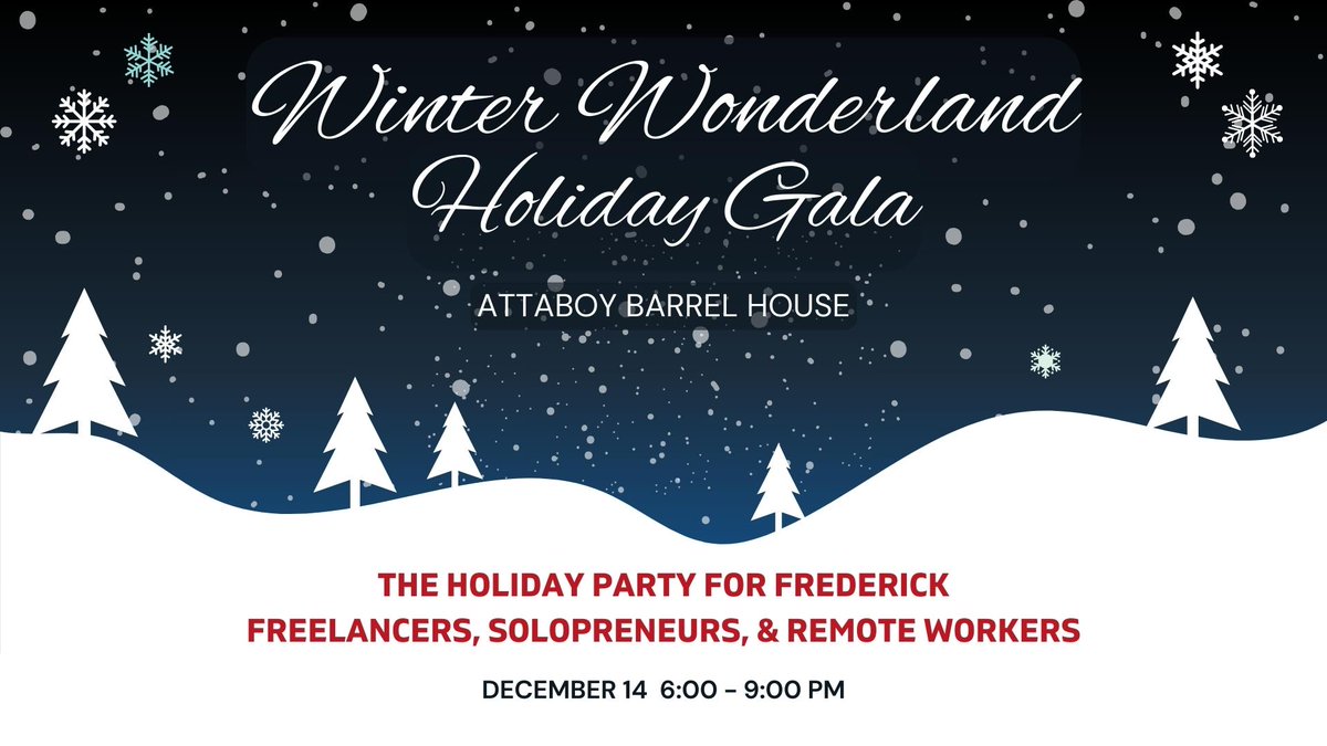 Business in Frederick (@frederickded) on Twitter photo Cowork Frederick, SHIFT Work + Play, and Squadstyle Work & Wellness are joining to together to host a holiday event for all of Frederick's freelancers, solopreneurs, and remote workers.
Check out the event details in the link below. The more the merrier!
coworkfrederickfoundation.org/holiday-party-… Cowork Frederick, SHIFT Work + Play, and Squadstyle Work & Wellness are joining to together to host a holiday event for all of Frederick's freelancers, solopreneurs, and remote workers.
Check out the event details in the link below. The more the merrier!
coworkfrederickfoundation.org/holiday-party-…