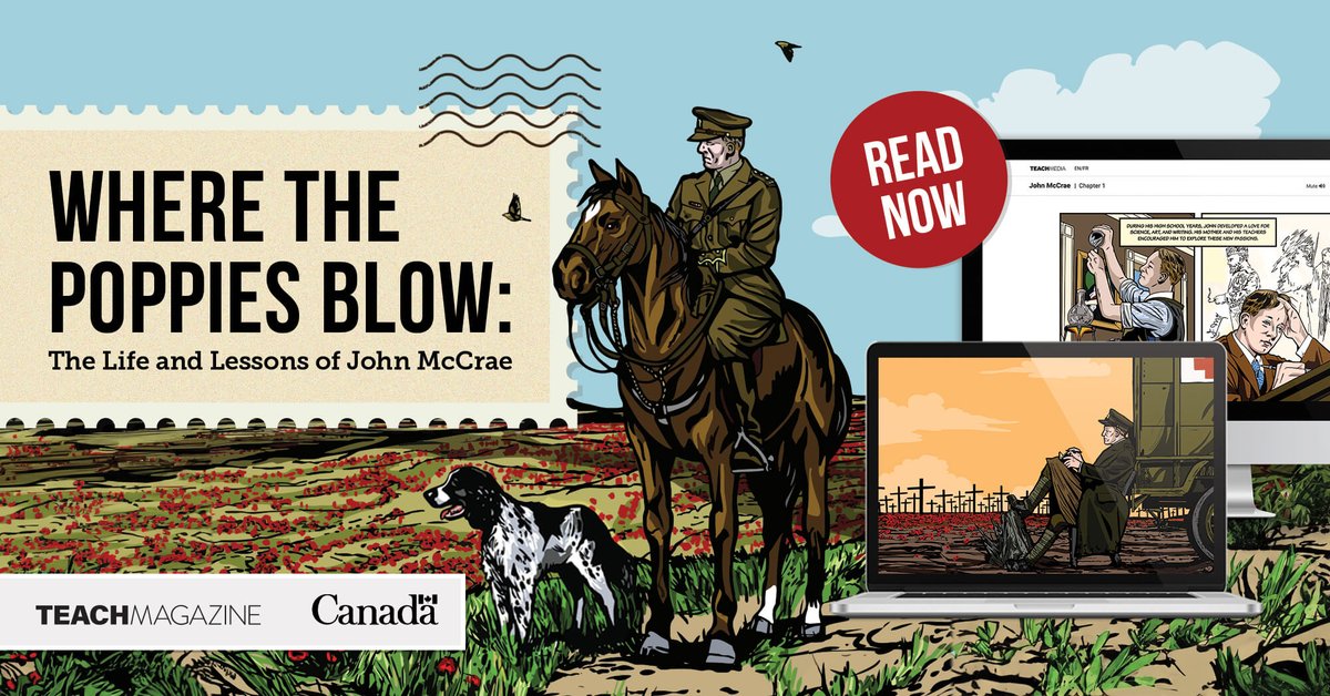 Our graphic novel about #JohnMcCrae is now available as a free online teaching resource, just in time for #RemembranceDay! It features videos, photos, and lesson plans, and is also available in FR. Check it out here: bit.ly/40tH7JH. #EdChat