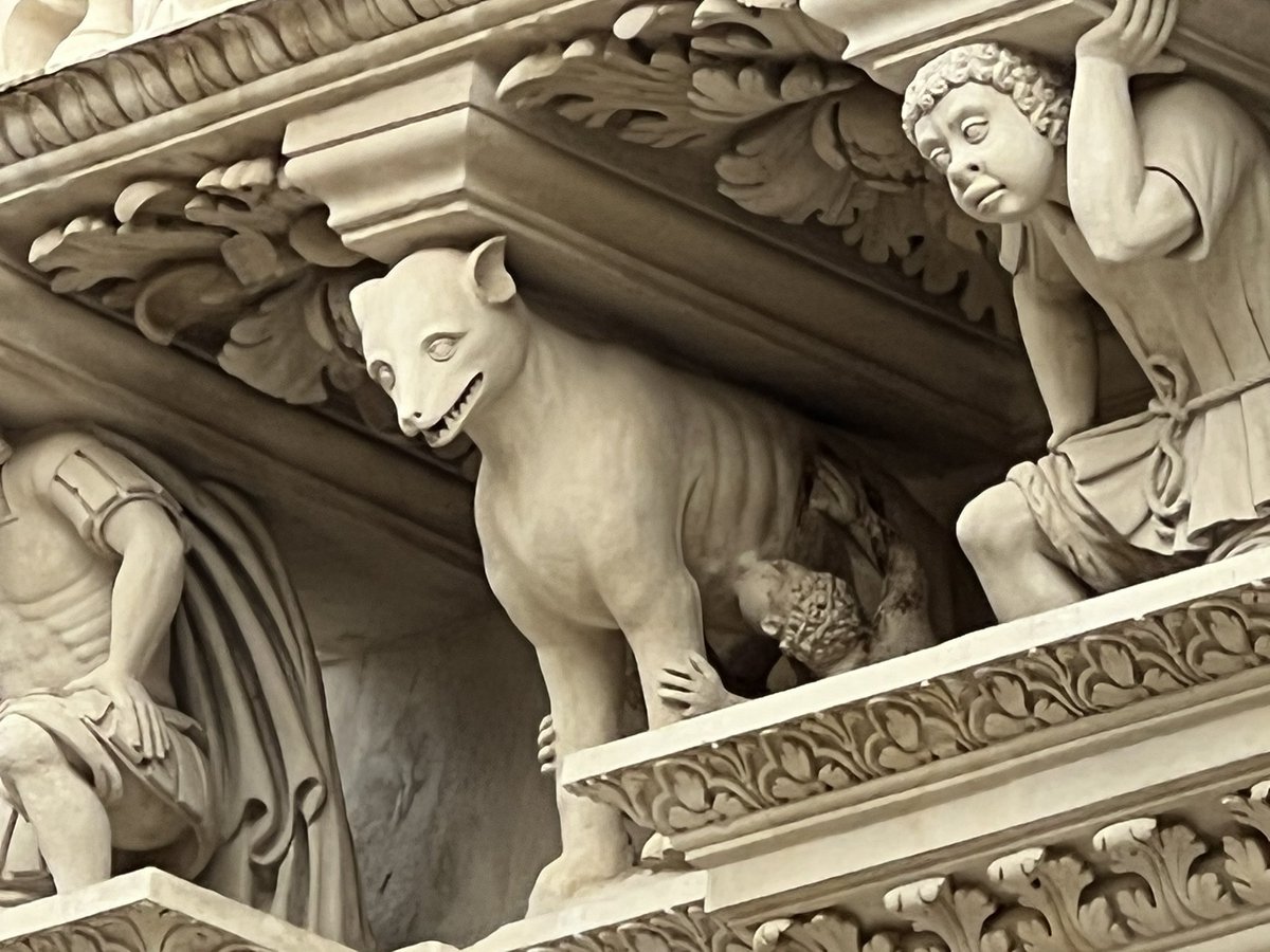13_Knives's tweet photo. Ancient Romans commissioning a sculpture:

“Do you know what a wolf looks like?”
“Of course I do!”
“Have you ever seen one before?”
“Don’t worry fam. I got it” https://t.co/rlHVVwnpbz