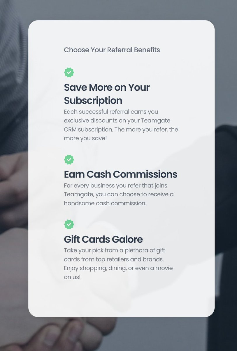 Did you see our new Referral Program?

Refer someone to Teamgate to benefit from discounts, cash commissions or gift cards 🎁

What's even better? Refer someone in November to DOUBLE your earnings! 🤑

Hit the link for more info: teamgate.com/affiliate-prog…