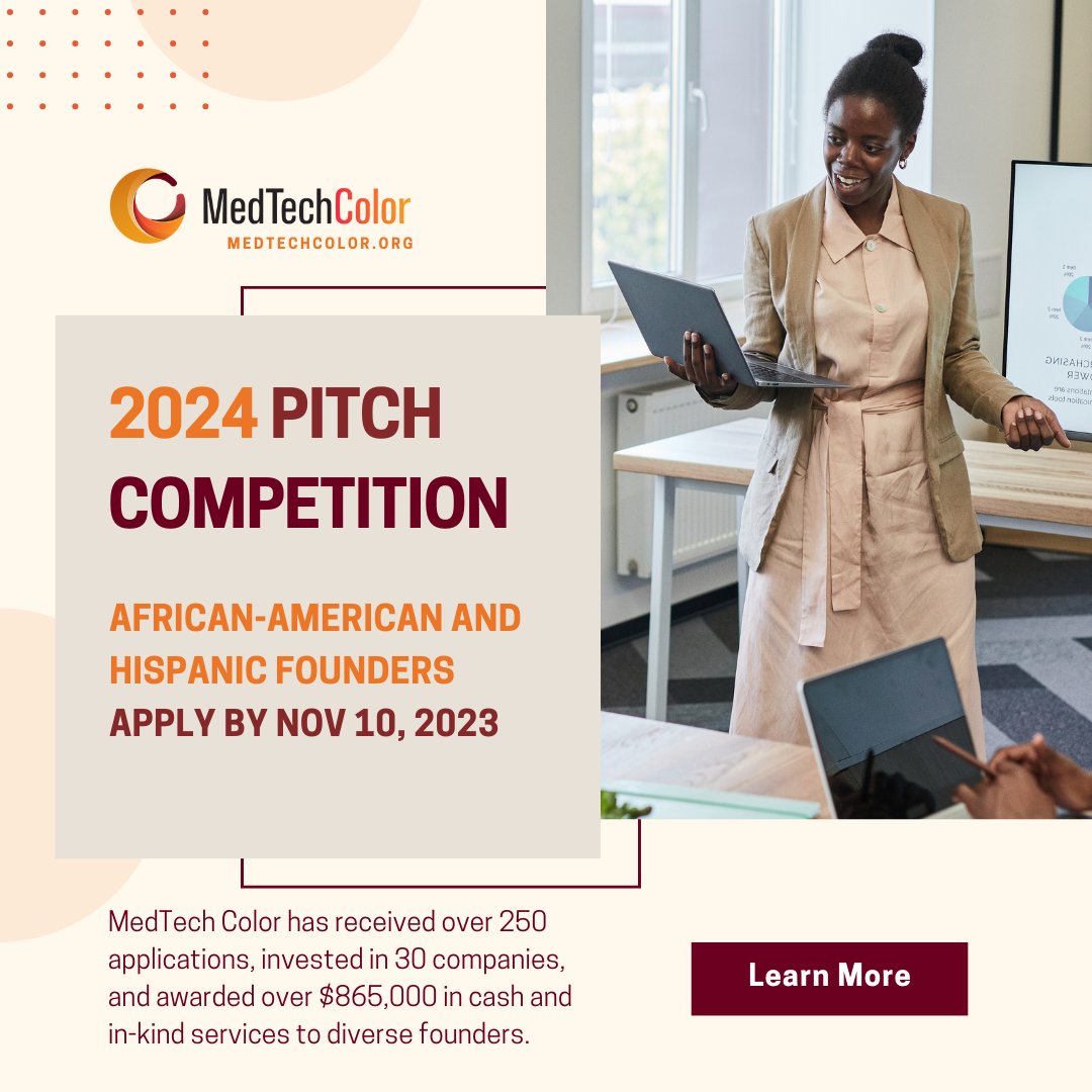 📢 The deadline to apply for the @medtechcolor Pitch Competition is TOMORROW! 📢 CLS is a proud supporter, and we're offering one founder a spot in the FAST Spring 2024 cohort, where they'll receive free advisory from industry experts! Apply: bit.ly/3QRhZJv