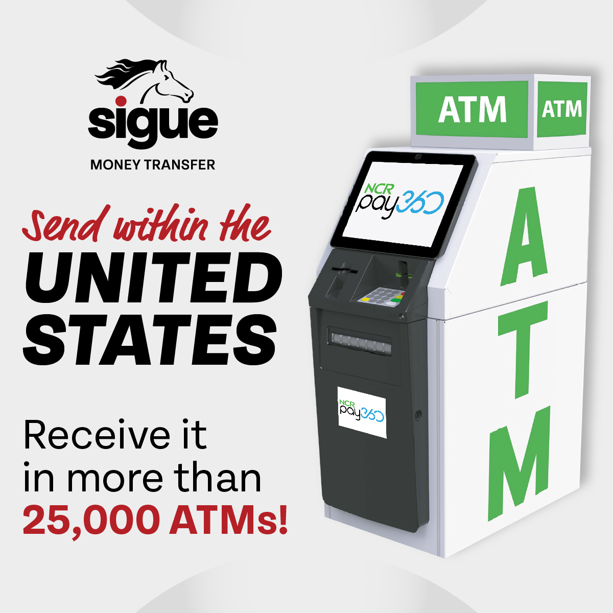 SigueCorp's tweet photo. Breaking News: Domestic wires are now available! 💸👍Send money all over the U.S. and pick it up at your nearest NCR Pay360 ATM. 🏧

#moneytransfer #sendmoney #atm https://t.co/DfgUVWTSwA