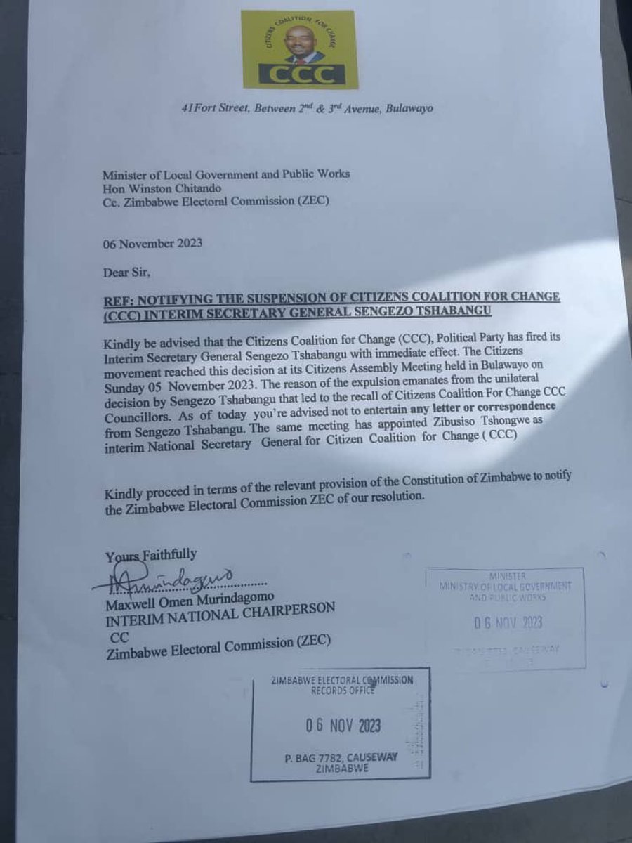 dhonzamusoro007's tweet photo. PLAIN SILLY!!! WHY WOULD A POLITICAL PARTY NOTIFY LOCAL GOVT MINISTER OF ITS DISMISSAL OF ITS SECRETARY GENERAL, THE SAME MAN THEY HAVE BEEN DENYING HE IS THEIR SG ALL ALONG? HOW DO YOU DISMISS A MAN WHO ISN’T EXTANT?????🤣🤣🤣🤣🤣🤣 https://t.co/9OvvpKJZtM