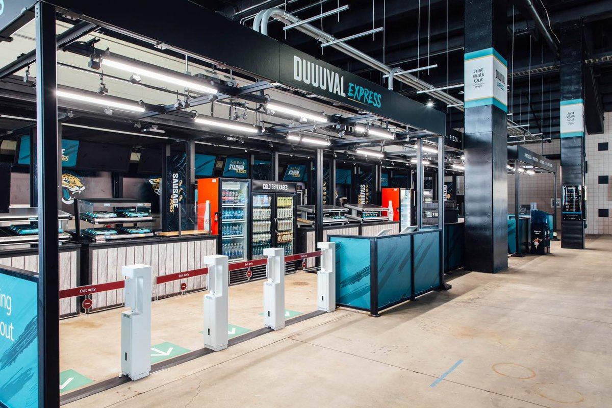 This Sunday, get ready for touchdowns and tech! 🏈🛒 @EverBankStadium, home of the @Jaguars, is stepping up the game-day experience with DUUUVAL Express, featuring Amazon's Just Walk Out technology and Amazon One in the south end zone. #DUUUVAL #DelawareNorthSports