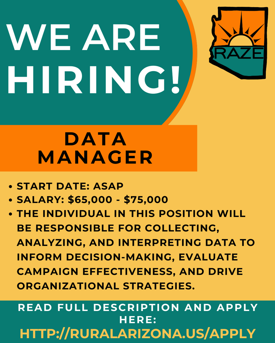 RuralAZEngage's tweet image. ⭐ WE’RE HIRING ⭐
We have a VARIETY of in-person and hybrid positions open in #Coconino, #Cochise, #Pinal, #Yuma, and #Pima counties!
🎉 Apply today or share with friends! Use link in bio to apply: ruralarizona.us/apply