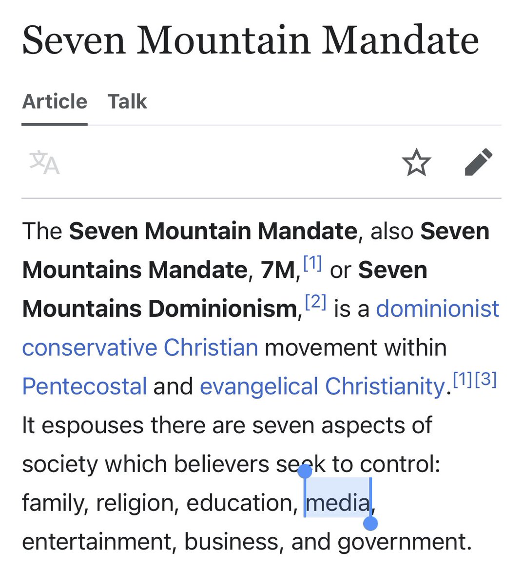 One of the seven “mountains” that evangelical dominionism believes it must control to bring about the end of the world is the media—the news; the press. In Alberta, this has largely been achieved as Postmedia, Shaw/Rogers, CTV(Bell) all support Conservatives.