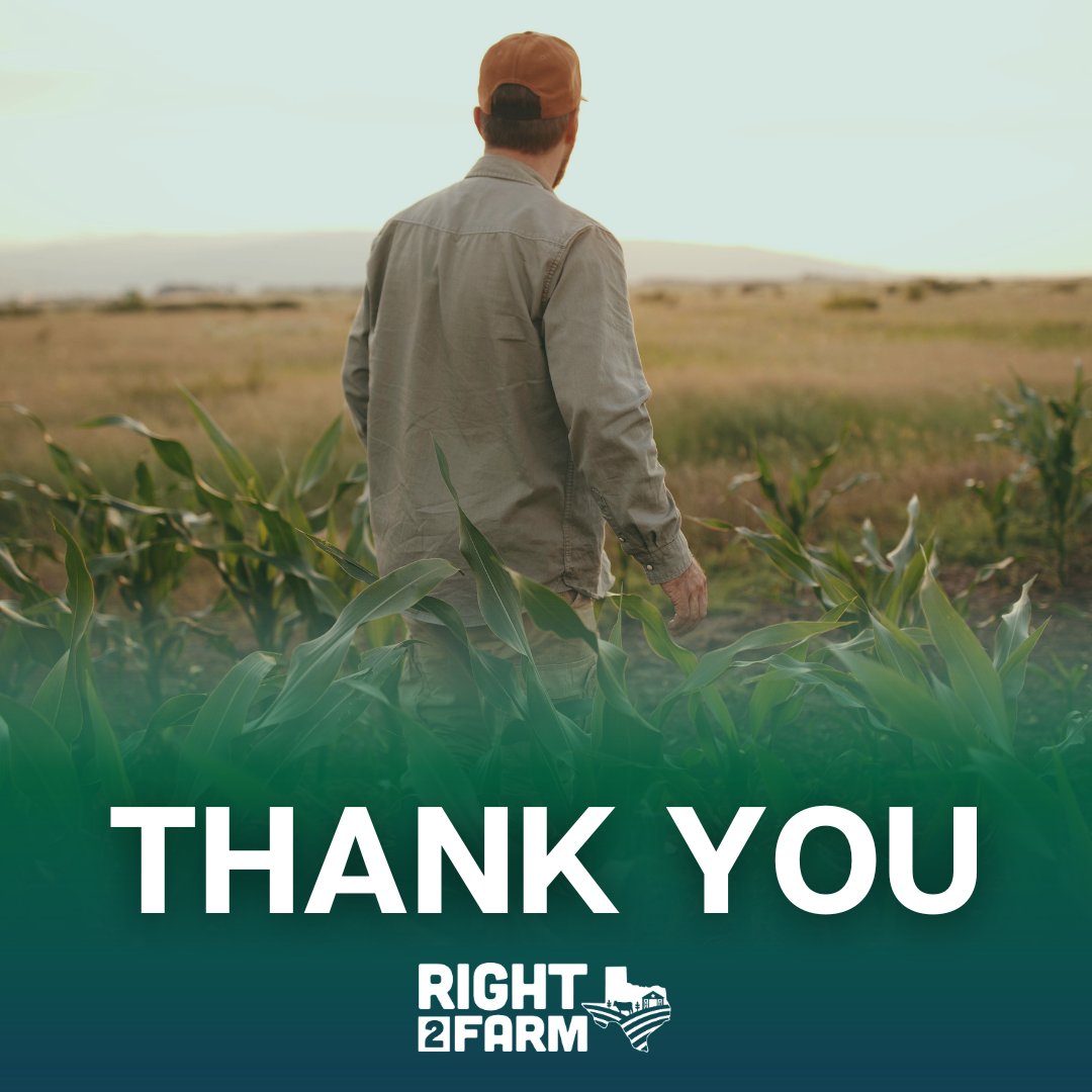 Thank you for your support for Prop 1 and the Texas agriculture industry! 🤠  
Because of your hard work, the right to farm and ranch will be enshrined in the Texas Constitution! 🗳️🤝
