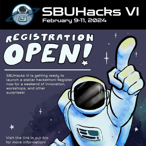 Register for the 2024 @SbuHacks today! The 48 hour hackathon will take place from February 9-11th at @stonybrooku To apply, click the following link! bitly.ws/ZT9T
