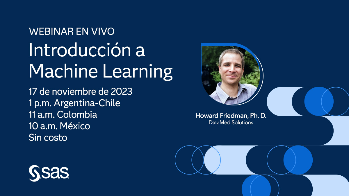 Quieres obtener una visión de alto nivel sobre el machine learning, o eres un estadístico o analista en busca de obtener una introducción a los conceptos básicos de la ciencia de datos, este webinar te ayudará. 2.sas.com/6019utl8U 
#SASEducación #SAS #SASUsers