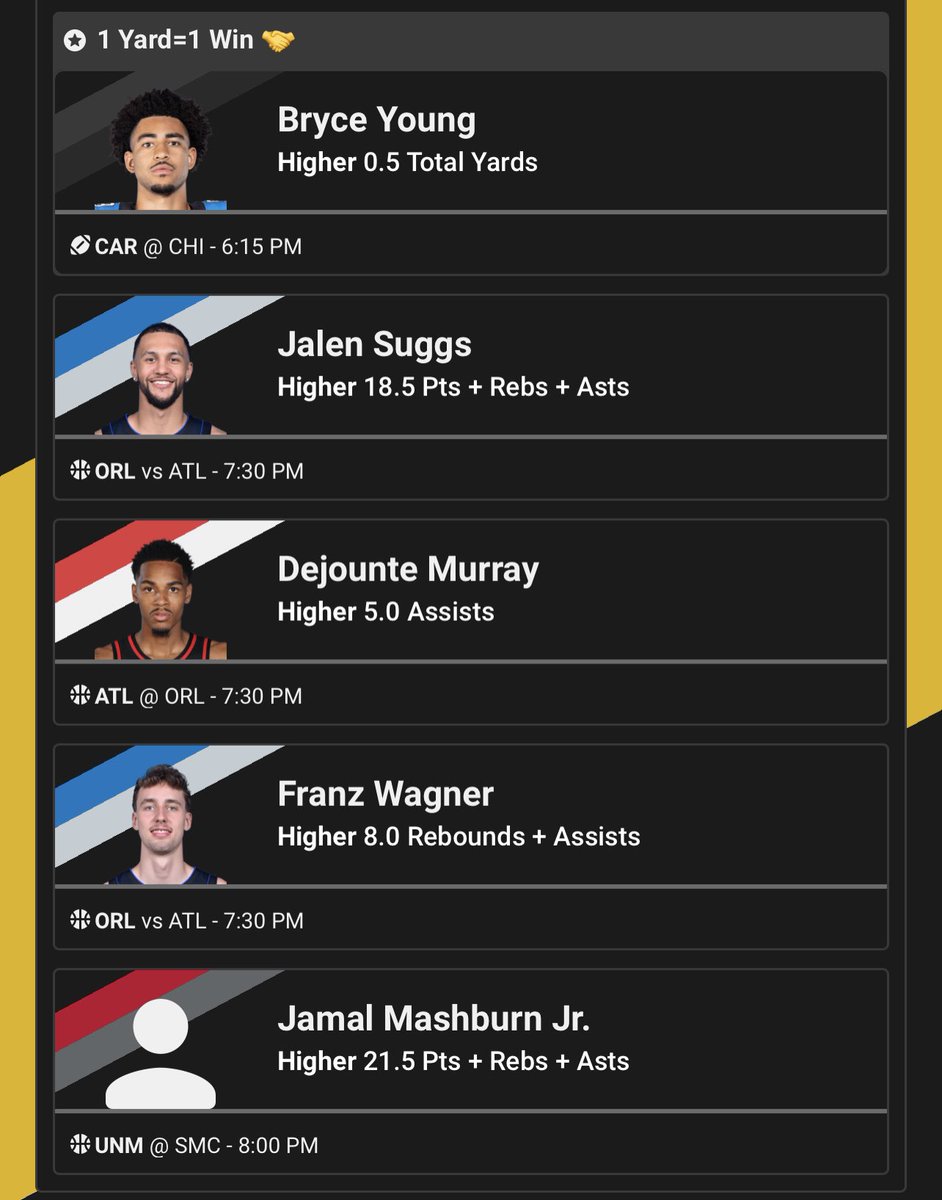 ProPcks's tweet image. Bryce Young discount pair🤝🏾
Fav two (Franz &amp;amp; Murray)⭐️⭐️

Like/follow🤝🏾🤝🏾
#PrizePicks | #Underdog  | #GamblingX | #NFL        #PropBets | #NFLTwitter        | #PlayerProps | #DFS