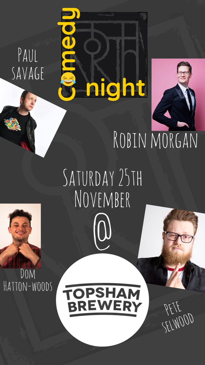NorthBarbers's tweet photo. Evening @Exeter_Hour 
We want to tell you about our fab event coming up by North comedy nights, same great comedy at a new location! Join us on Sat 25th Nov at our friends over at @topshambrewery ! 

For more info and tickets head to https://t.co/oz39cZeUo8
#comedynight #exeter https://t.co/9pwjRHXiYz