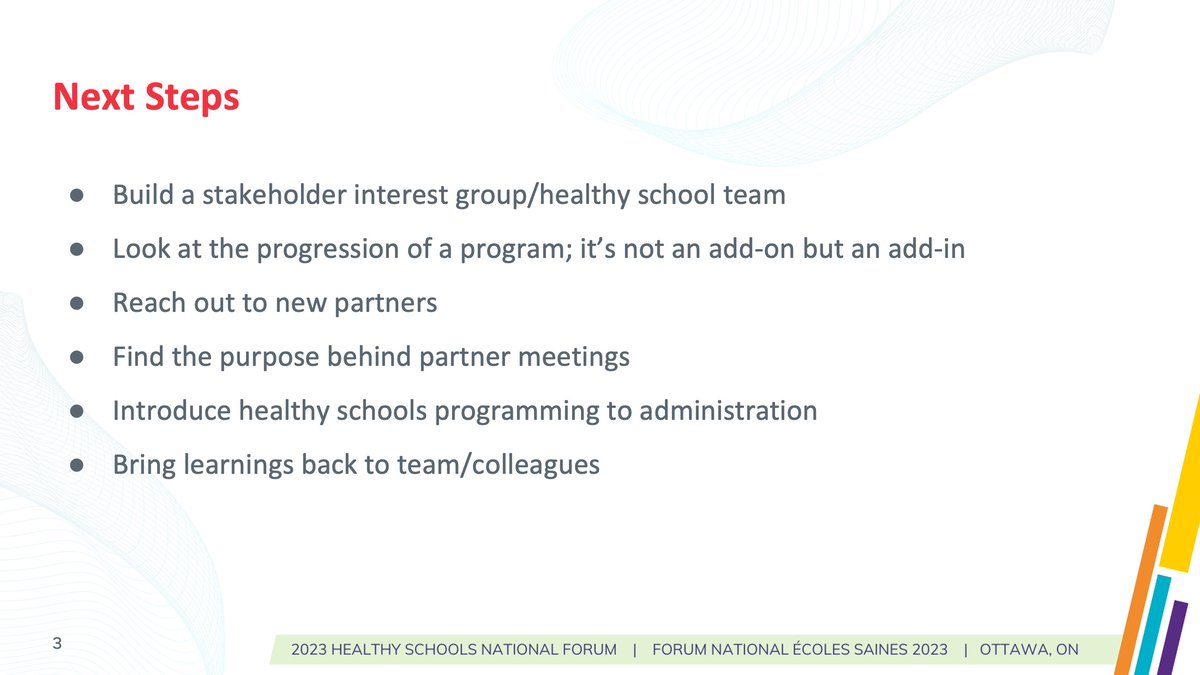 With the challenges identified, #HSForum2023 participants came together and drafted short- and long-term goals, as well as next steps when we return to our school community to continue our #HealthySchools work.