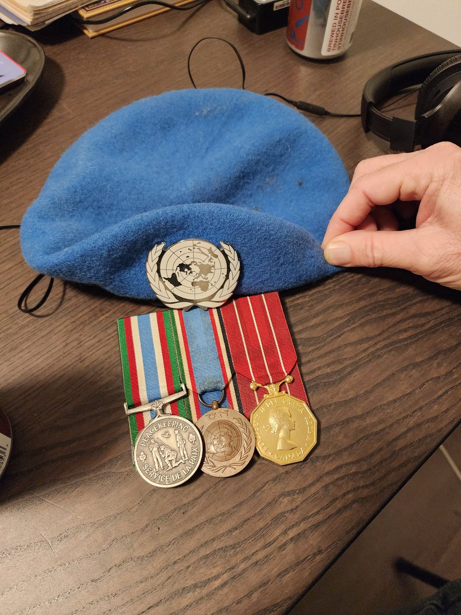 Canadian Forces UN Peace Keeper - no weapons just a felt beret for protection in Iraq circa 1988. Ret. Warden Officer Joseph F. Madigin serving from 1981-1995. The hat is mightier than the sword.