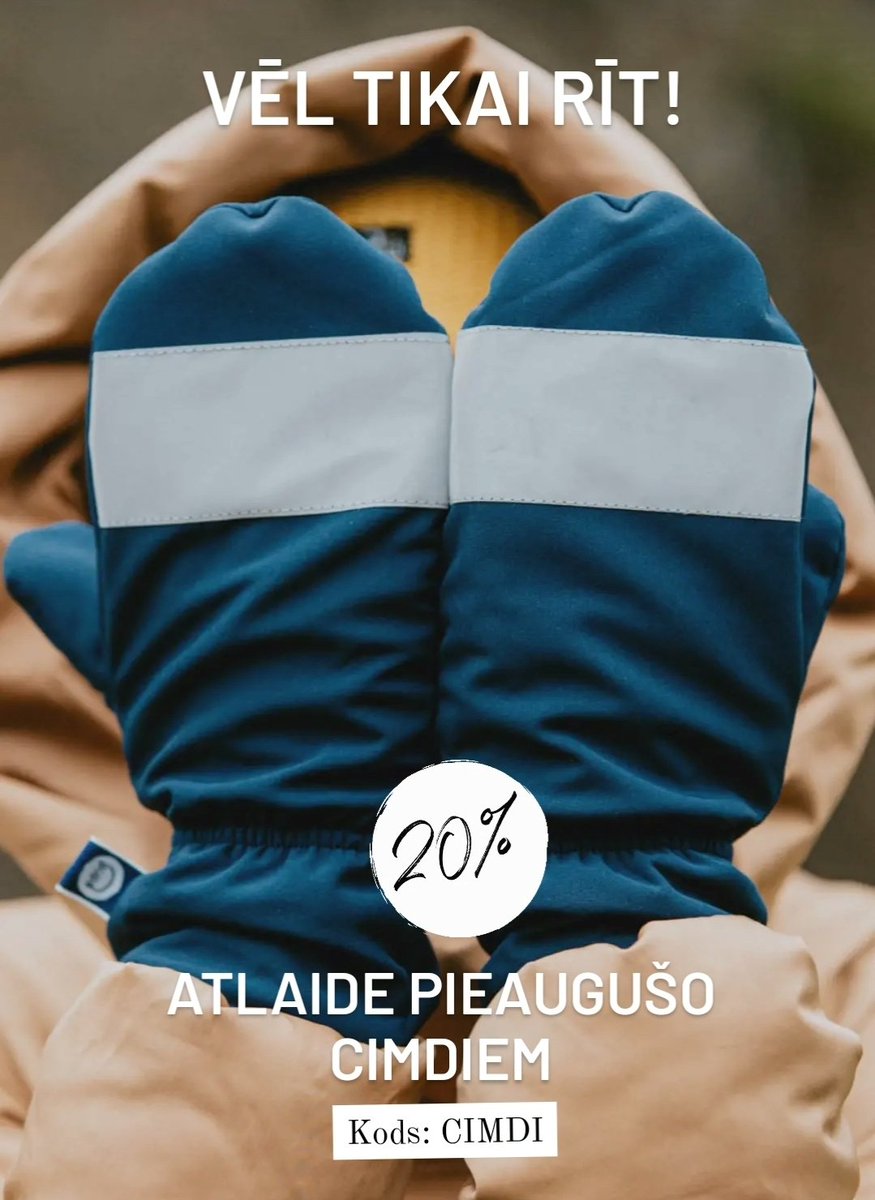 Vēl šodien un rīt vari tikt pie mitrumu un vēju aizturošiem, siltiem, ērtiem un atstarojošiem pieaugušo(derēs arī pusaudžiem un jauniešiem) cimdiem ar 20% atlaidi! 
Svarīgi - cimdiem nav dzimuma, tie derēs gan viņam, gan viņai😉
Izvēlies te - pupaforkids.lv/veikals/item/p…