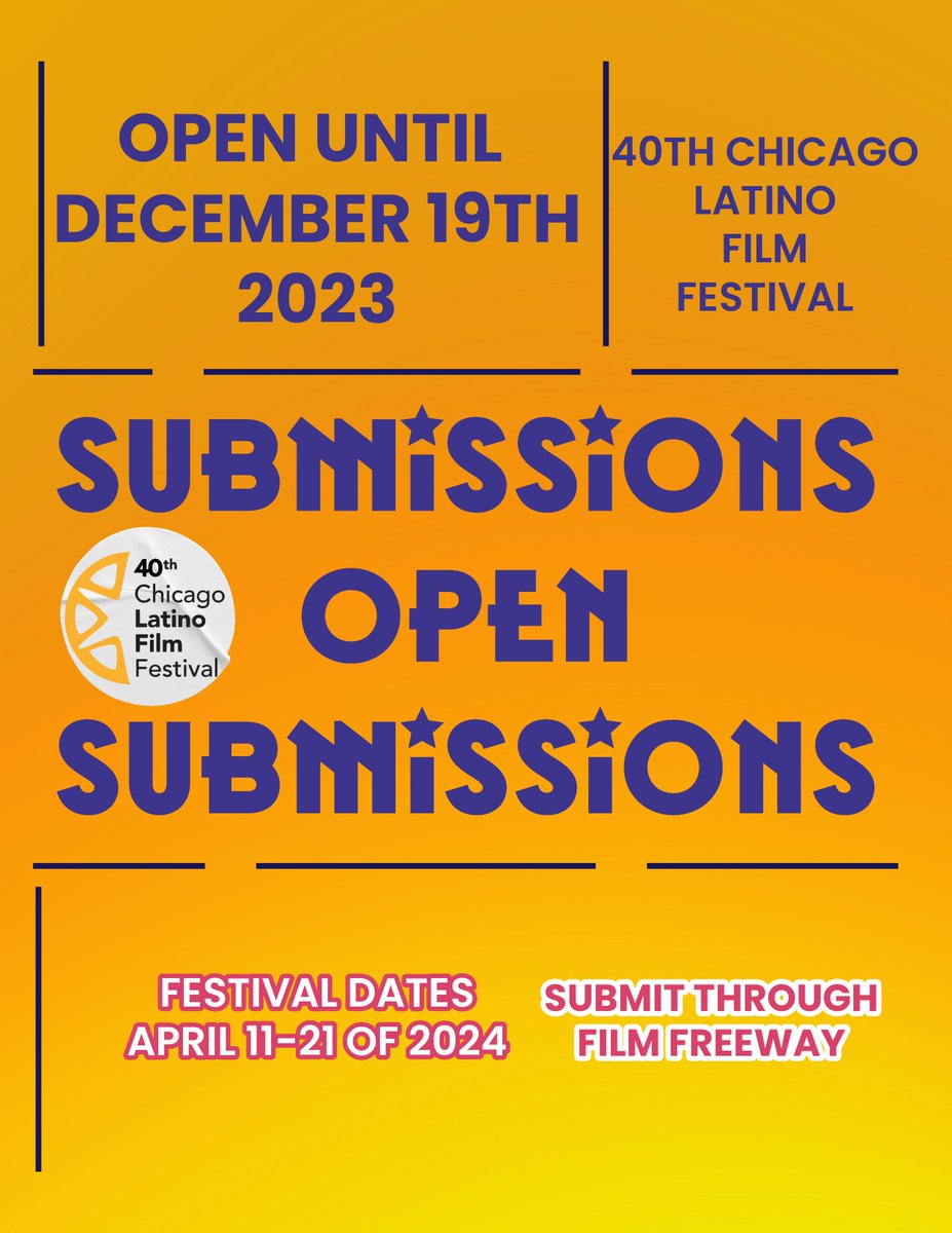 You still have a month to submit your short of feature film for consideration. We are interested in all categories and genres: comedy, animation, documentary, thrillers, horror, etc. For more information: chicagolatinofilmfestival.org/40th-chicago-l…