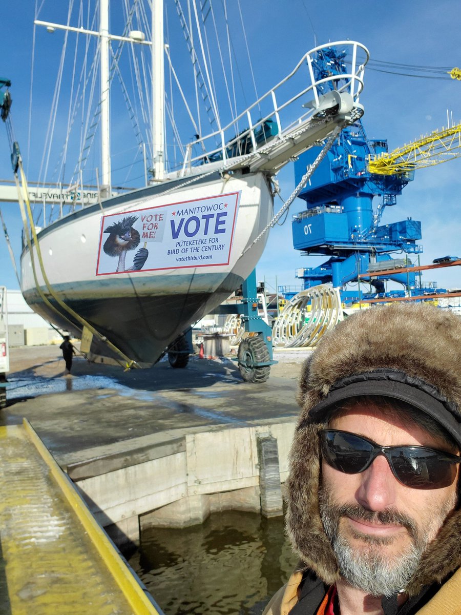 CoopGuardian's tweet photo. Manitowoc showing the love to the Pūteketeke, expanding 'virtual' banners all over the city. Even on the historic Great Lake schooner Utopia which has connections to New Zealand, stopping by on one of her two round the world trips in the early 1950's. @charleswmwilson @KayeFoley https://t.co/9xJ6uAAGKz