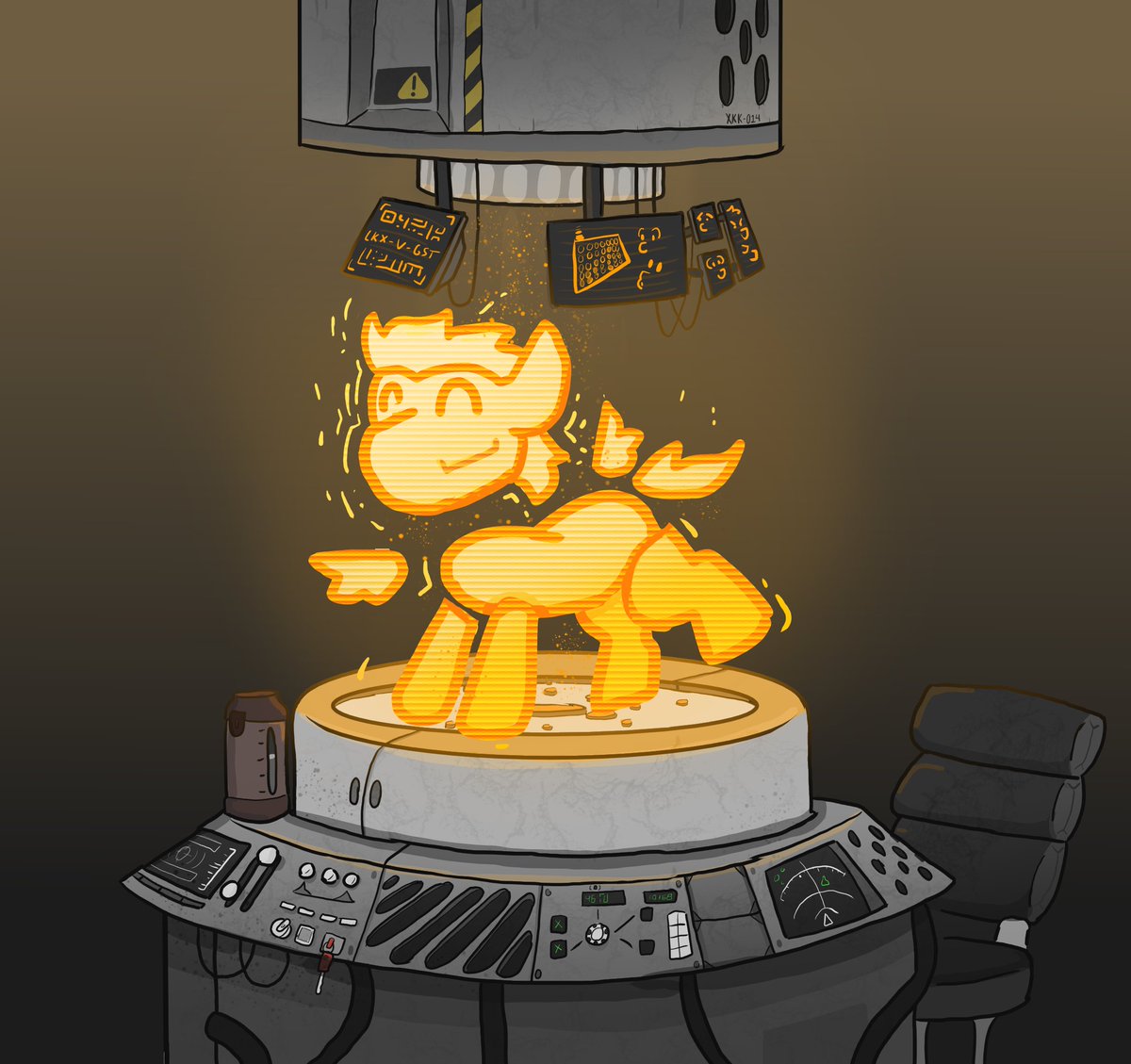 Venseyness's tweet photo. A commission for @MasterDerek118 featuring Pauldron being his best holographic assistant self! 

Got kinda carried away on the tech for this one, but what is an AI if not the computer running them. Had a lot of fun! https://t.co/GpvbWNKJPP
