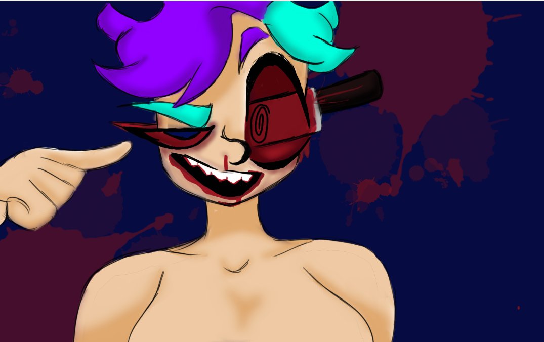 NikkiArtt's tweet photo. Some drawings I've been doing 
Itd be nice if I could post more than 4 at a time 😅
Tw! First two is with and without text, knife in head, seen through eyes, blood (also I imagine the voice they're doing as a British dude you feel?) The other is just nudity and some bruises 💖💖 https://t.co/9LcGr7LOHa